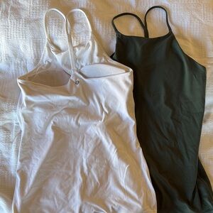 lululemon athletica White and Dark Green Tank Tops
